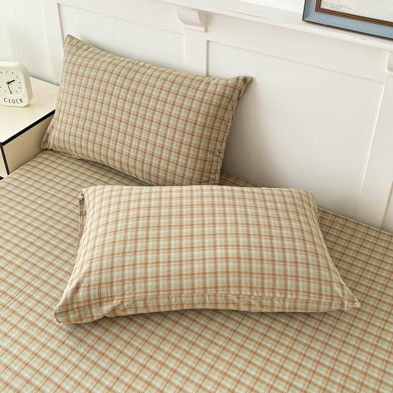 100% Cotton 2pcs Pillowcase 48x74cm Grid Printed Pillowcase Cover for Home Simple Style Cotton Pillow Cover