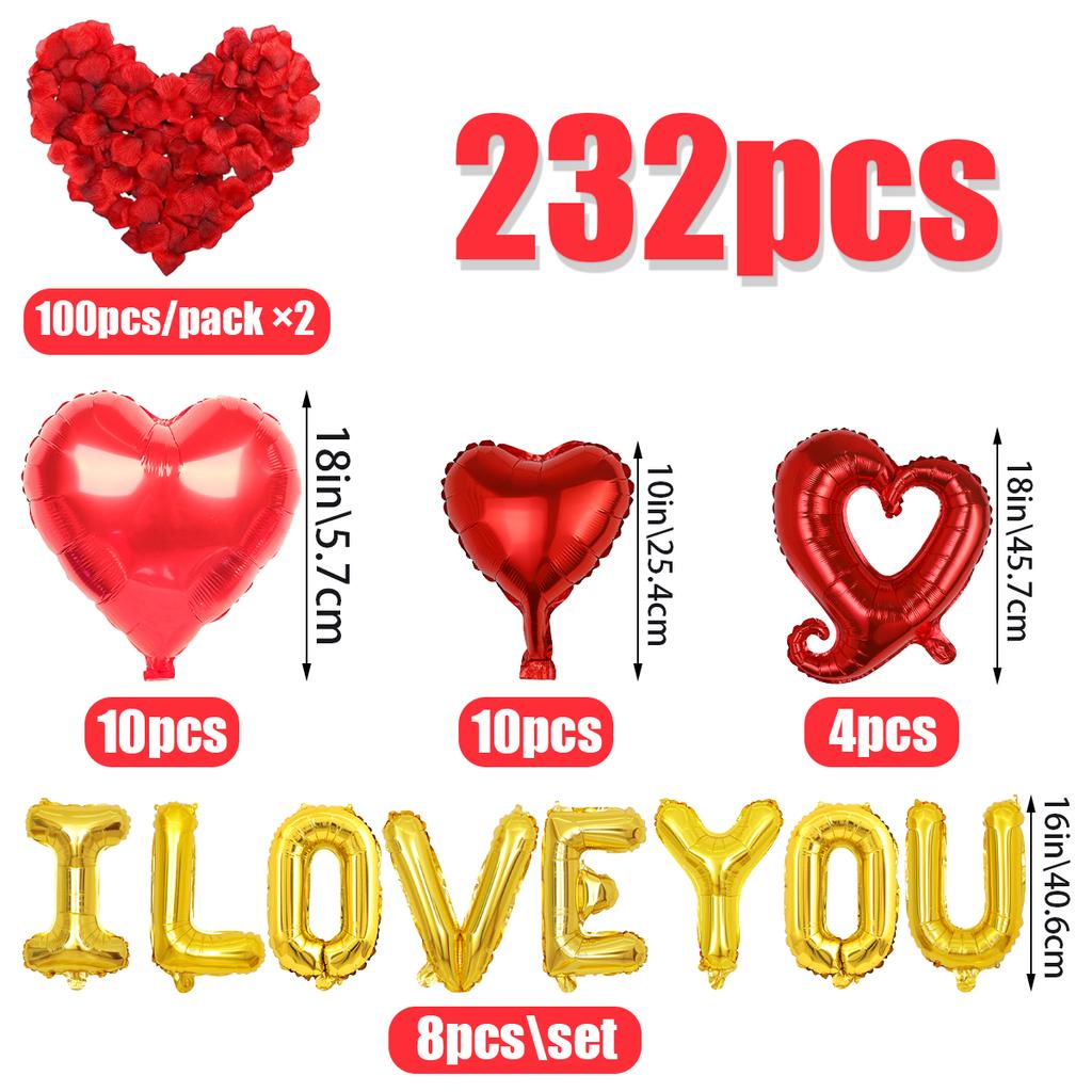 232-teiliges/Set Valentinstagsdekoration "Ich liebe dich" Ballonbanner, Valentinstagsballon, Jubiläumsdekorationszubehör