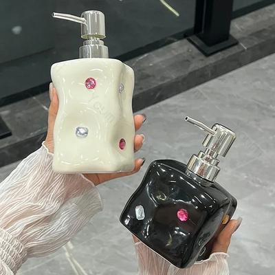 Değerli Taş Kakmalı Seramik Sabun Şişesi Hafif Lüks Dekor Mutfak Banyo Şampuanlık Duş Jeli Şişeleri Ev Aksesuarları