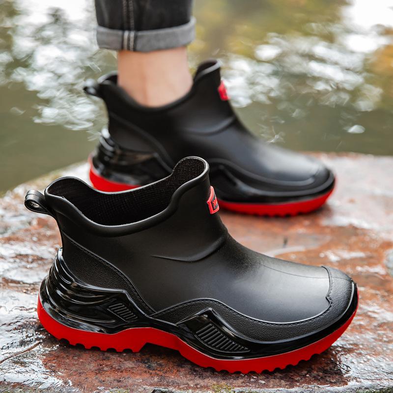 German rain shoes men's fashion wear-resistant outer wear short waterproof boots car wash outdoor mountain climbing fishing four seasons kitchen rubb