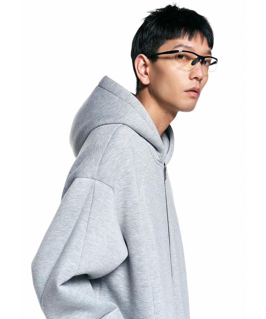 Insilence Back Logo Scuba Zip-Up Hoodie Melange Grey