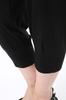 Women's Style Plus Size Pants Comfortable Black Elastic Waist Combed Capri Pants