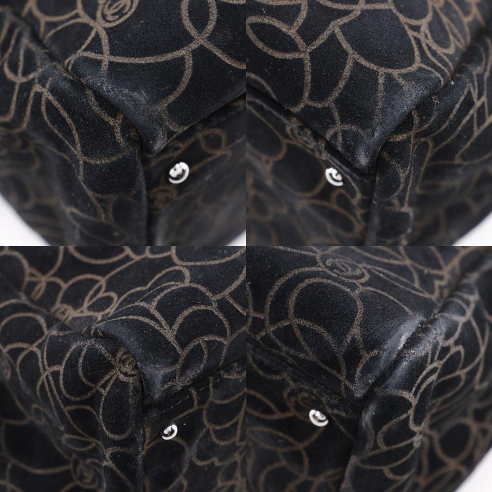 CHANEL Camelia Tote Bag ChainShoulder black Suede Women Used