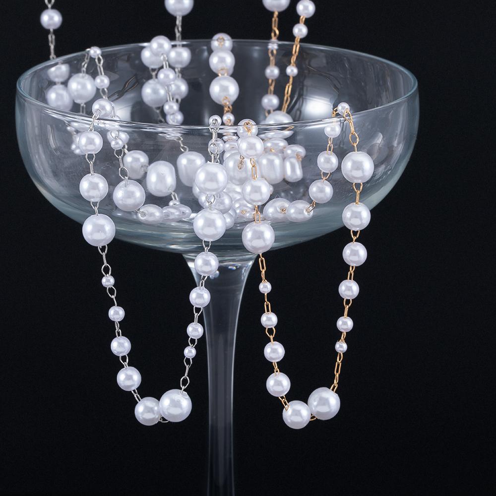 50CM 1M Plastic Imitation Pearl Ball Beaded Chain 3-8mm Multisize Beads Copper Chains Necklace Earring Cloth DIY Jewelry Making