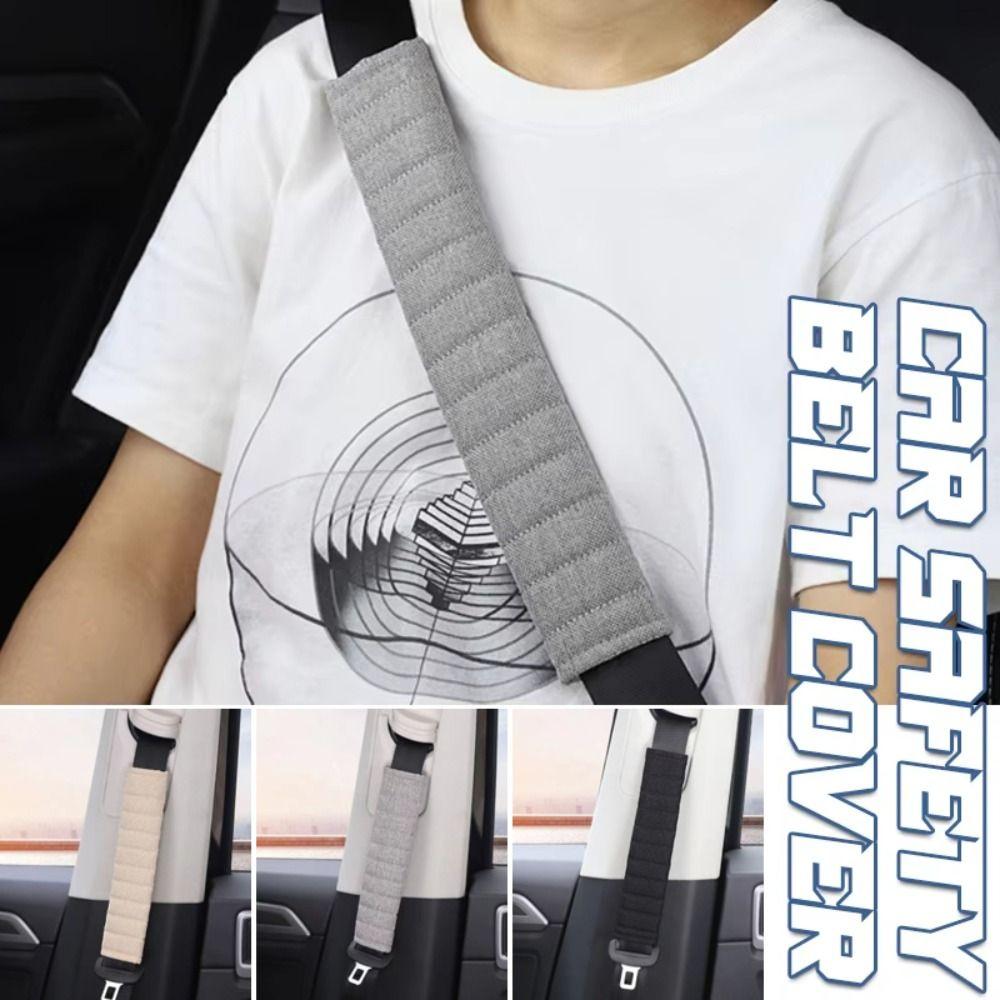 2Pcs Linen-cotton Car Seat Belt Cover Comfort Car Seat Belt Pad Car Accessories Car Use