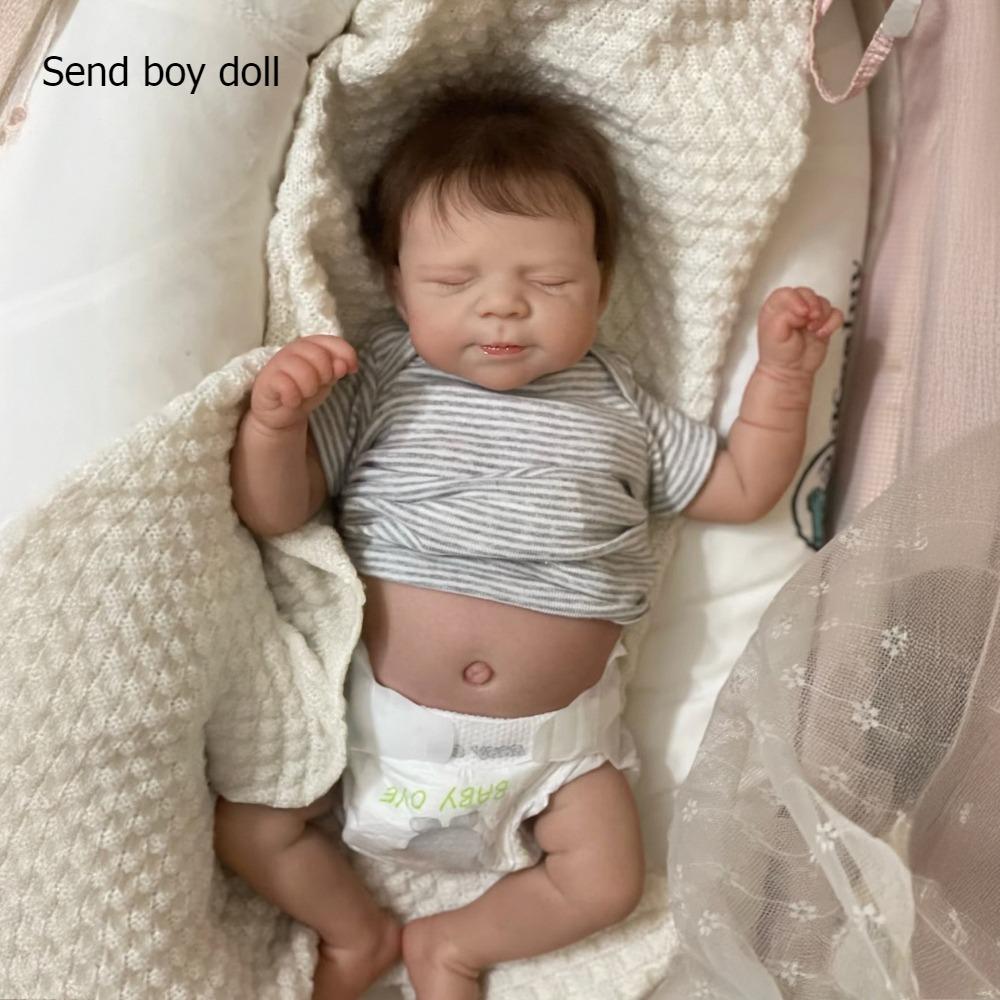 

Realistic 19 Inch Asleep Reborn Girl Dolls Pascale Full Silicone Body Newborn Babies Doll Handmade 3D Painting Washable Alive Baby Doll Toys for Kids boy doll