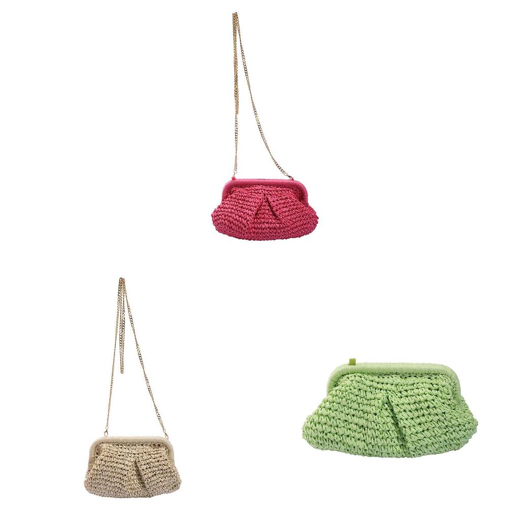 Summer Woven Shell Crossbody Bag With Chain Strap For Daily Fashion