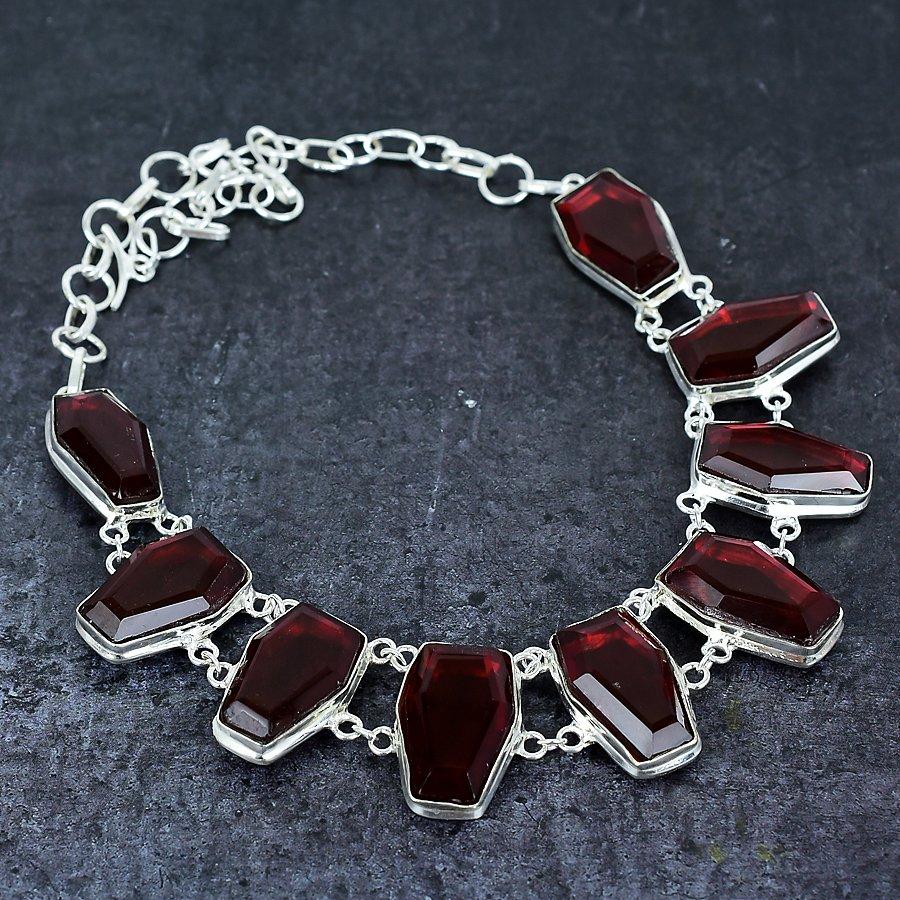 Garnet Gemstone Handmade 925 Sterling Silver Jewelry Necklace 18" K3s52