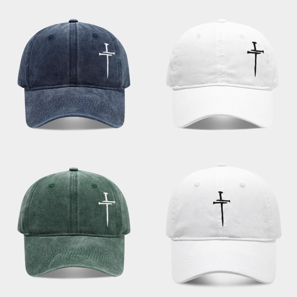 Streetwear Baseball Cap With Cross Stud Embroidery For Casual Men Women