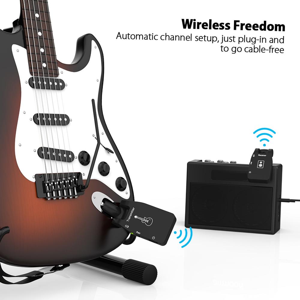 Wireless Guitar System 2.4G Rechargeable 6 Channels   Transmitter Receiver for Electric Guitar Bass