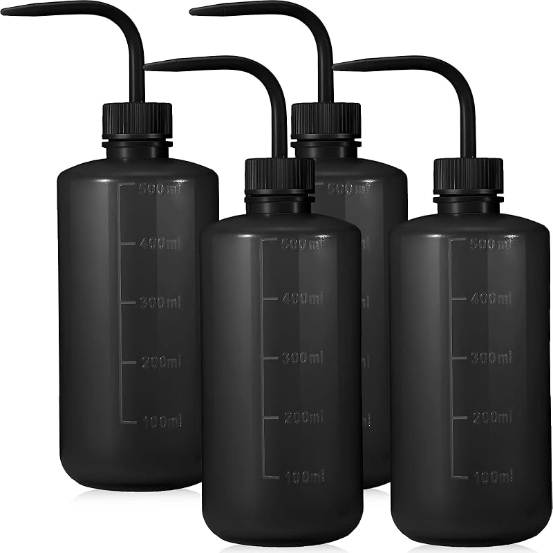 Nuogo 4 Pcs 500 ml Tattoo Wash Bottle Water Squirt Bottle Lab Squeeze Bottles for Eyelash Extensions, Tattoo Supplies, Cleaning, Succulent Watering чёрный