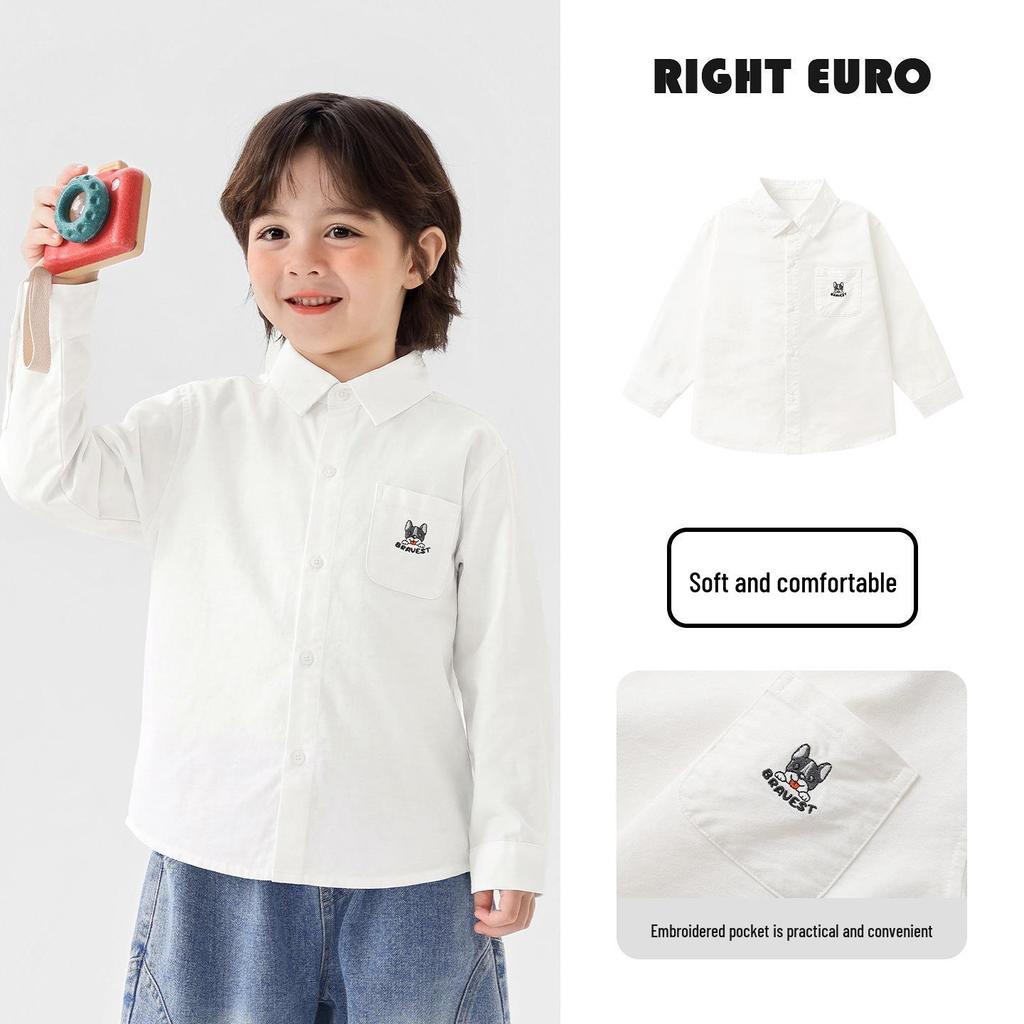 Trendy European Boys' Long Sleeve Casual Shirt - Spring/Autumn Kids' Clothing