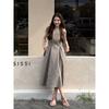 LC real price French elegant wind sleeveless vest dress women's summer design feeling waist and thin long skirt