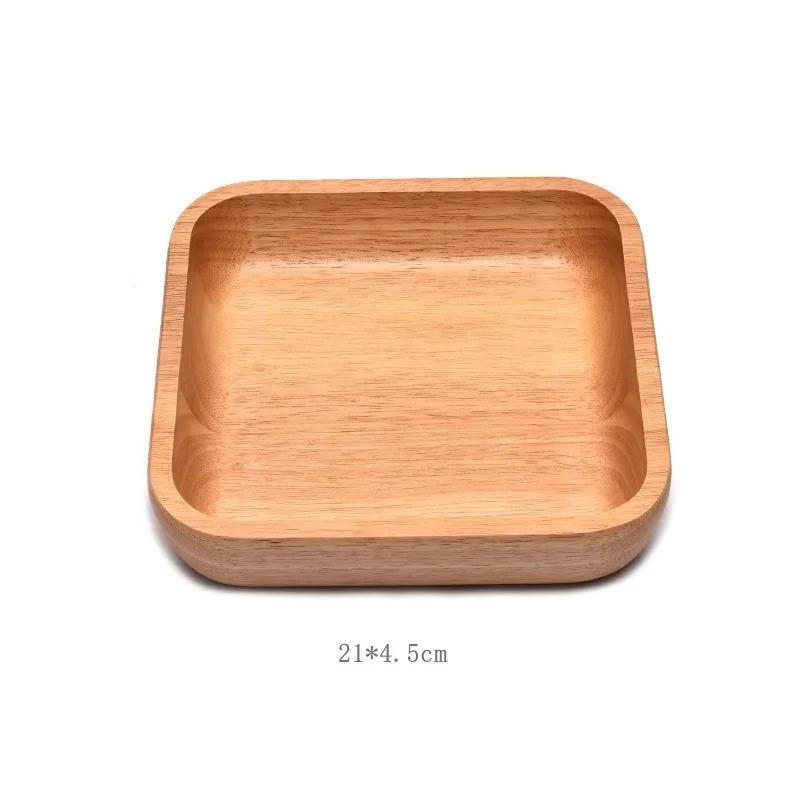 Square Wooden Fruit Salad Bowl Plate Dried Fruit Cake Snack Plates Retro  Tableware Simple Tea Tray Dessert Snack Plate