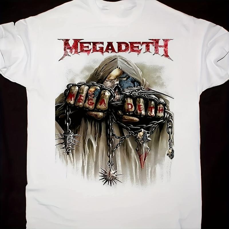 Casual Summer T-shirt Rare Megadeth Band Pure Cotton Men and Women Comfortable and Breathable Pure Cotton Casual Sports T-shirt