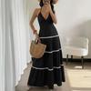 Europäischer & Amerikanischer Stil Neckholder Rückenfrei Patchwork Spitze Trägerkleid 2026 für Damen