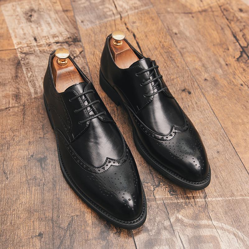 New Man Shoes Dress Shoes Classic Italian Design Formal Shoes Men Leather Brogue Shoes Fashion Bureau Casual Shoes Male Footwear