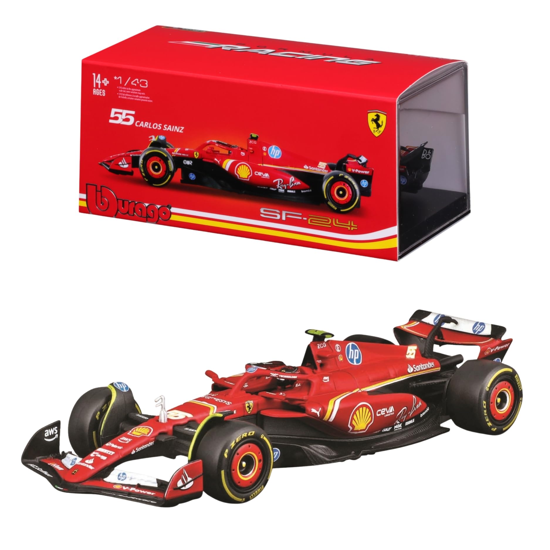 

Bburago 2024 Модель Масштаб Серія Signature F1 Ferrari Карлос Сайнц Металева Готова 1/43 SF-24 #55 Автомобіль, Модель, 18-36843 (#55)
