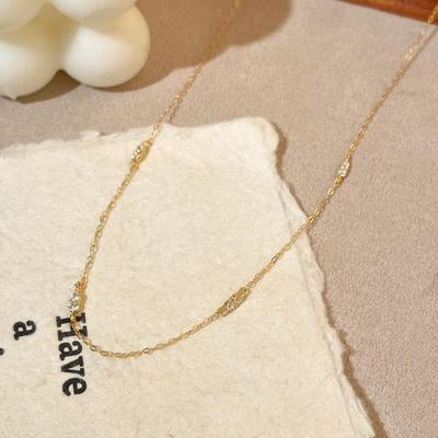 18K Goldplattiert S925 Sterling Silber Tropfen Zirkonia Halskette für Damen, Minimalistische Schlüsselbein Kette