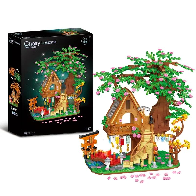 

Beautiful Romantic Tree House Construction Block 3D Model Assembled Plastics Game Blocks Plaything For Children Gifts