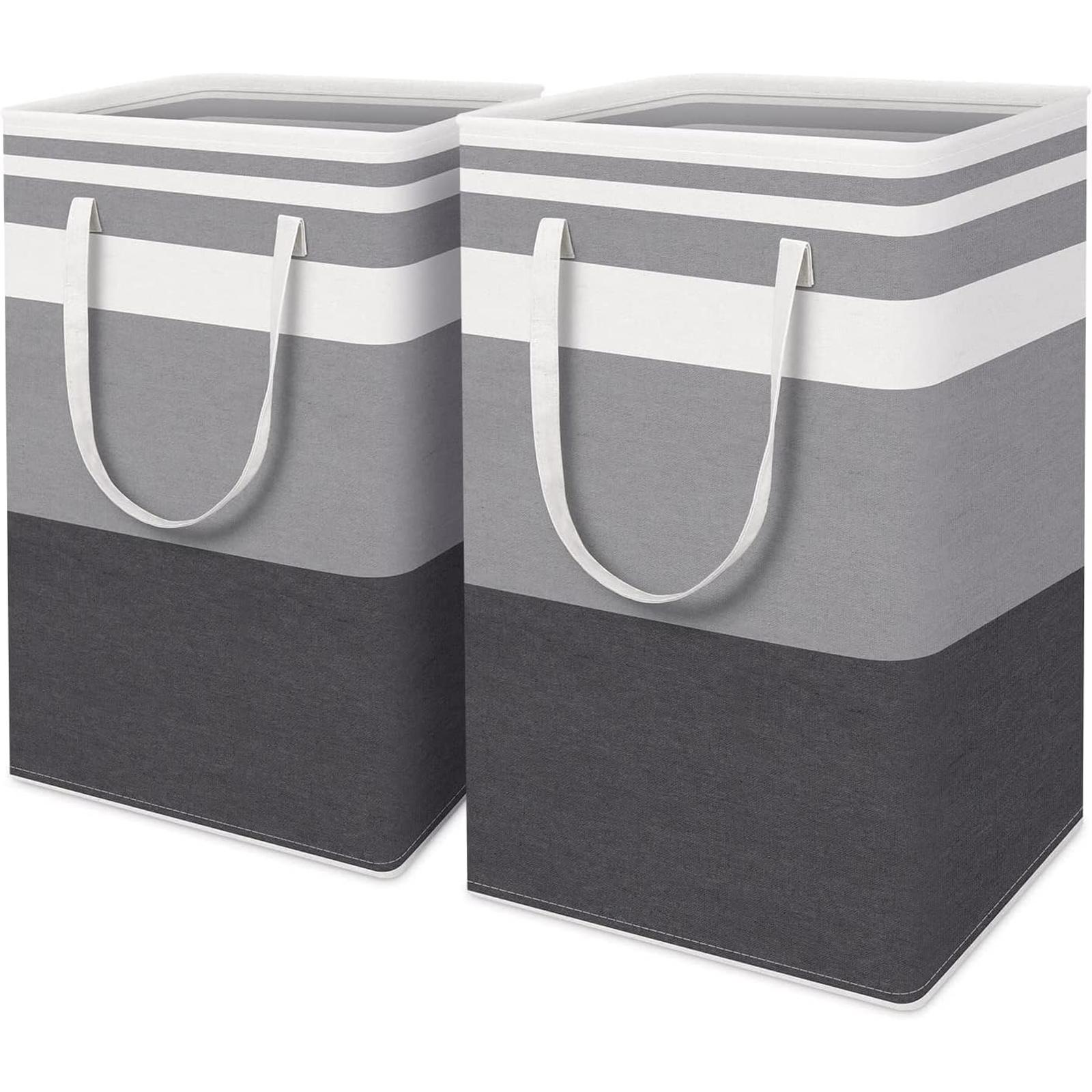 

2-Piece Large Laundry Basket Set with Extended Handles Gradient Gray Laundry Basket for Clothes and Toys at Home светло-серый