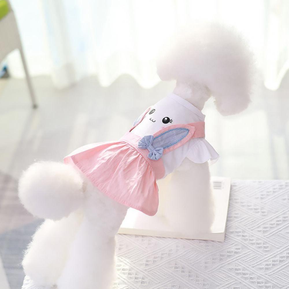 Cartoon Dog Round Neck Dress With Bow-knot Pet Pleated Skirt Dog Dress  Pet Supplies