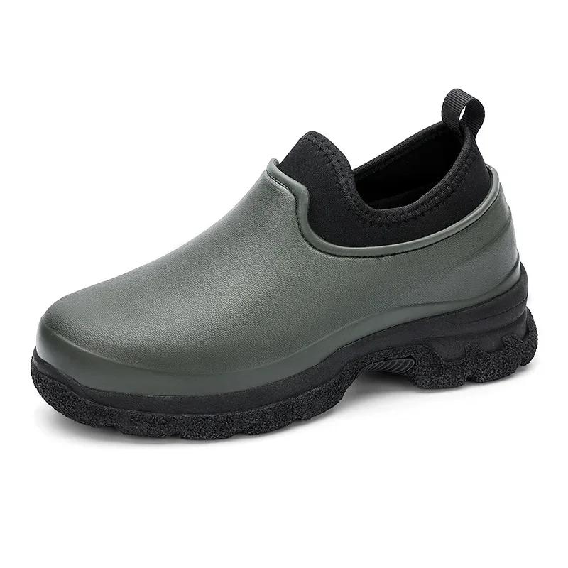 Men's Non-slip Chef Shoes Work Shoes Car Wash Shoe Rain Shoes Fashion Wear-resistant Non-slip Heightened Water Boots 36-49