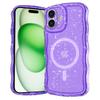 For iPhone 16 Magnetic Case Wave Edge Glitter TPU Phone Back Cover - Laser Butterfly