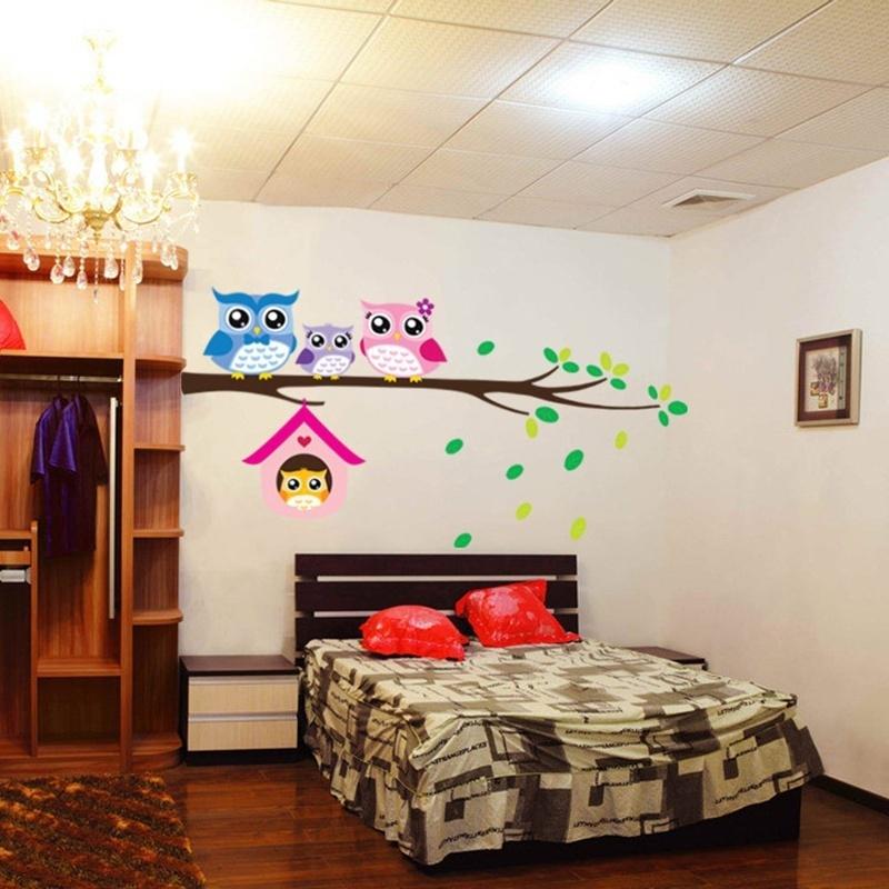 Owls Branch Wall Sticker Removable Family Vinyl Mural Bedroom Nursery Decor Decal