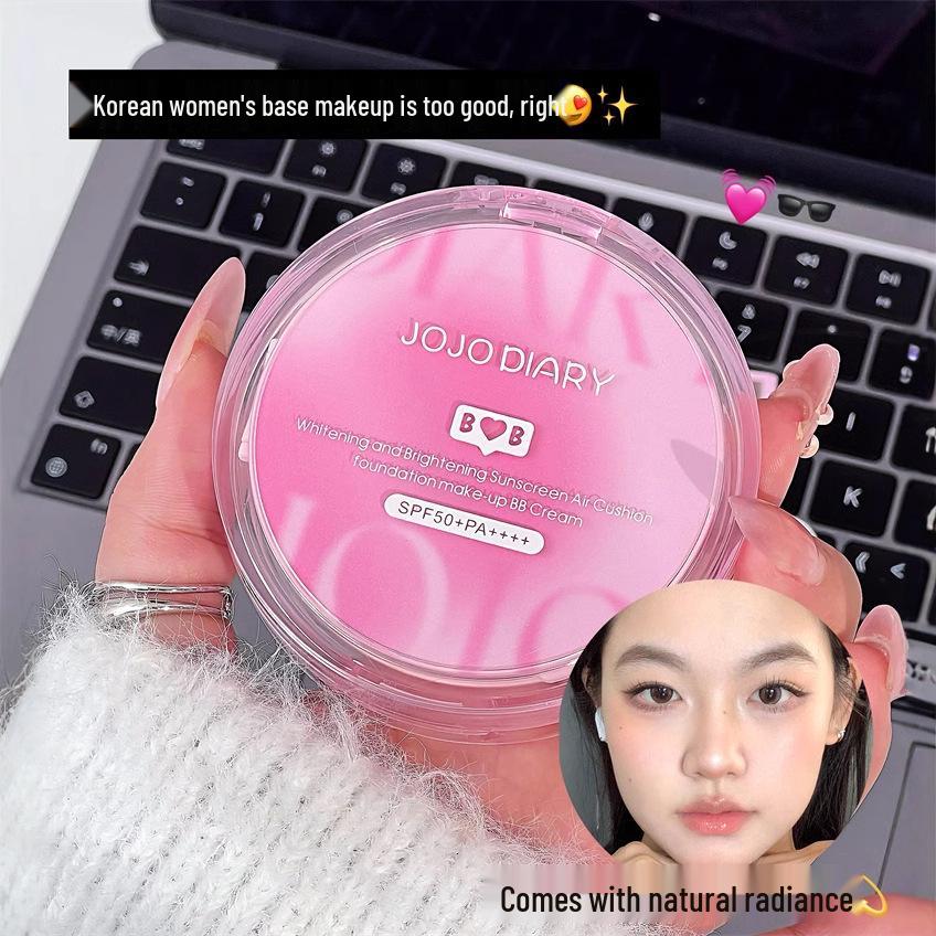 Jiujiu Diary Sunscreen Cushion BB Cream: Concealer, Brightening, Oil Control, Waterproof, Long-Lasting, Non-Cakey Foundation for Students and Parties.