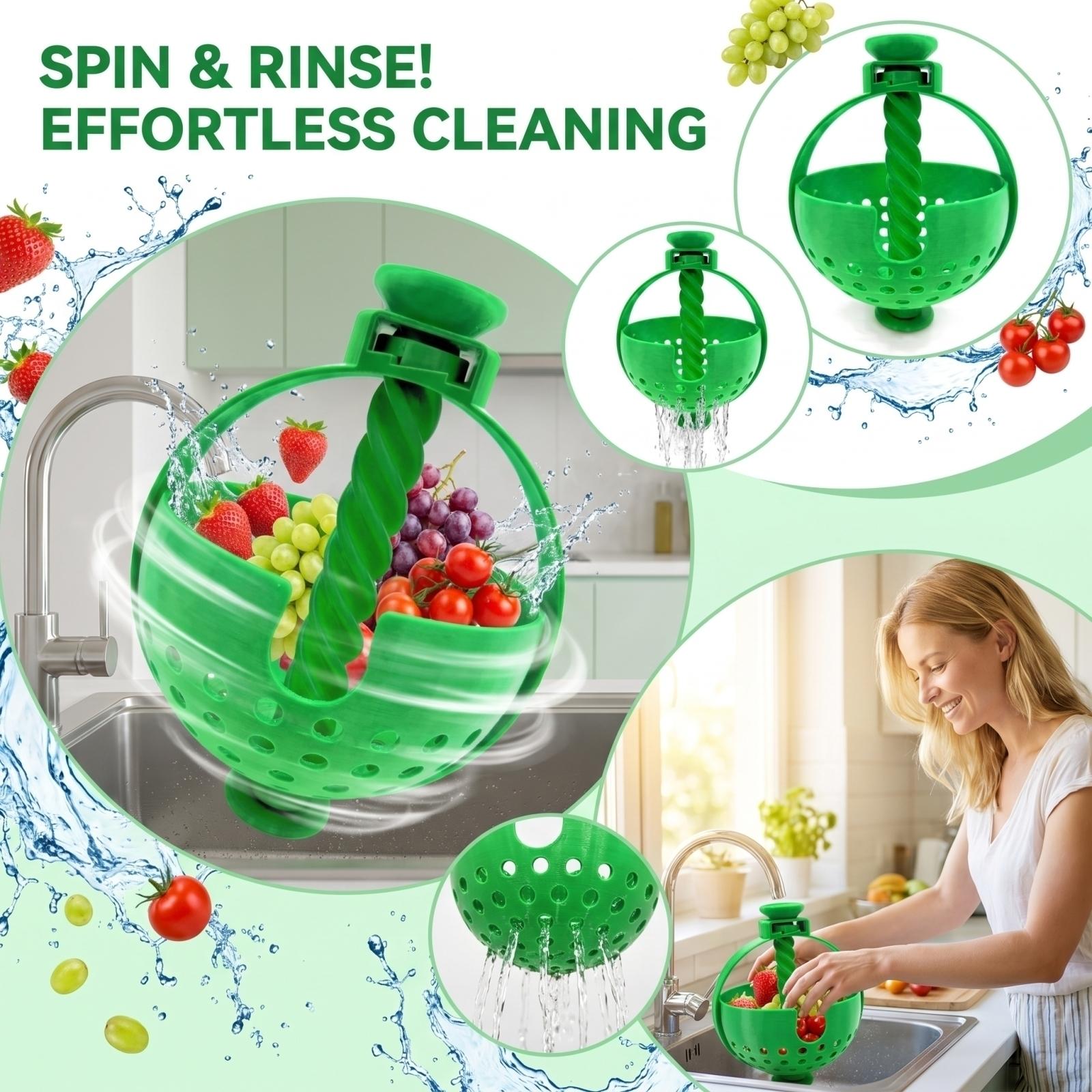 360° Rotating Draining Fruit Basket, Kitchen Sink Drainer Basket, Creative Sink Hanging Fruit And Vegetable Washing Basket One Size