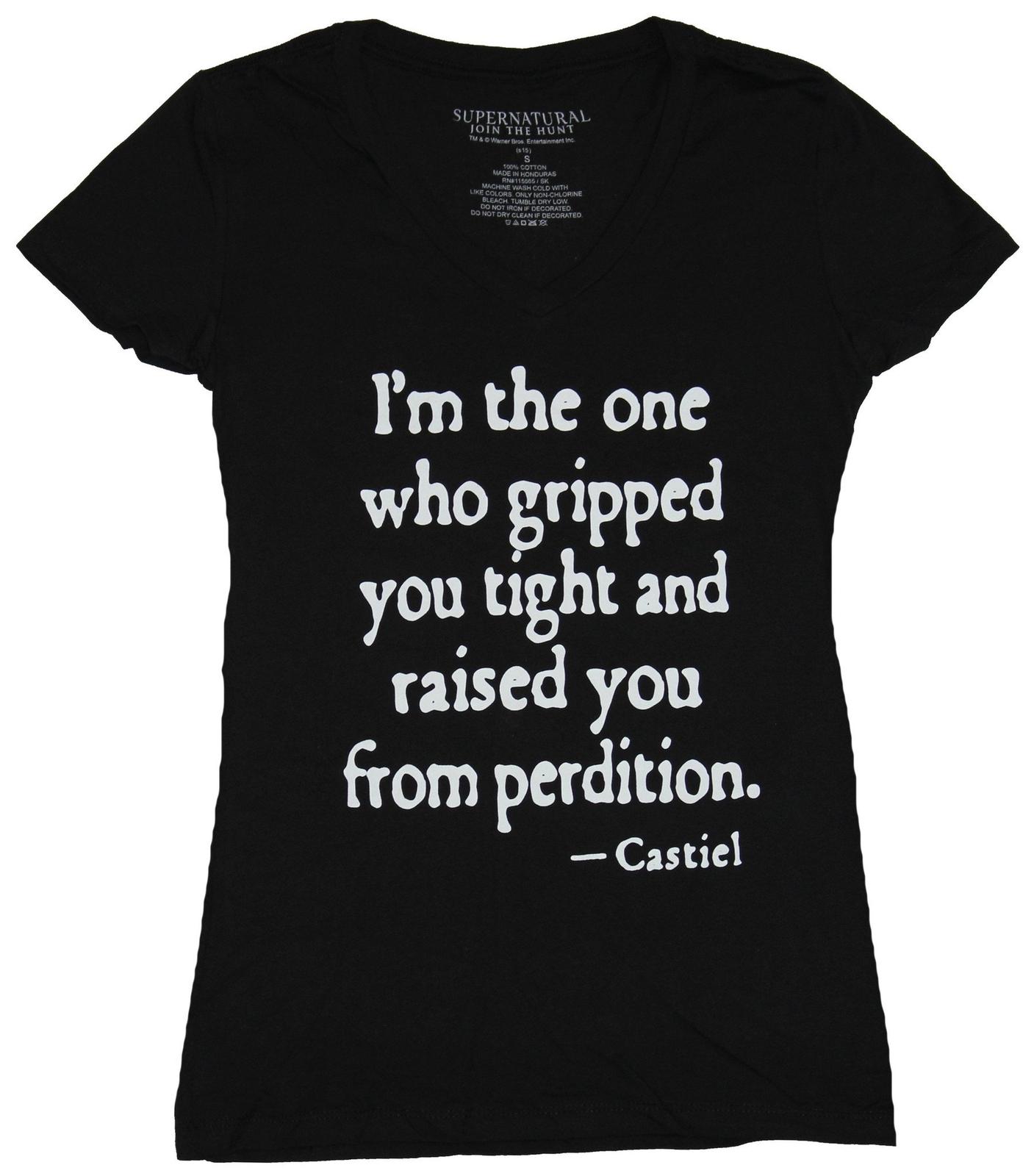 Supernatural Girls Juniors T-Shirt - I m the One Who Gripped You Winged Back L