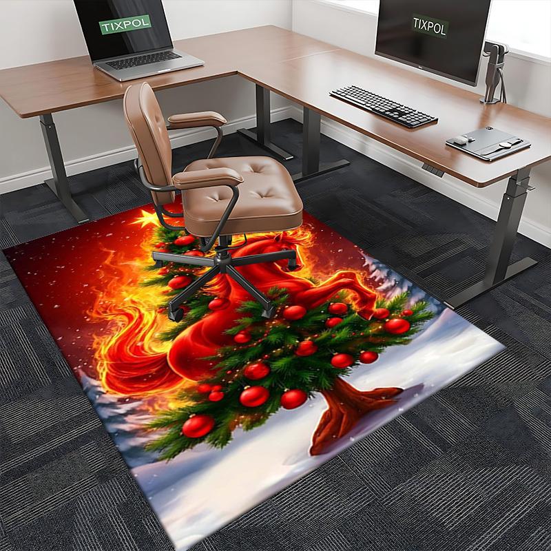 Christmas Horse Chair Mat - Anime Cartoon Design, Non-Slip Carpet for Office, Home Decor, Living Room, Bedroom, Gaming Room & Dormitory.R046