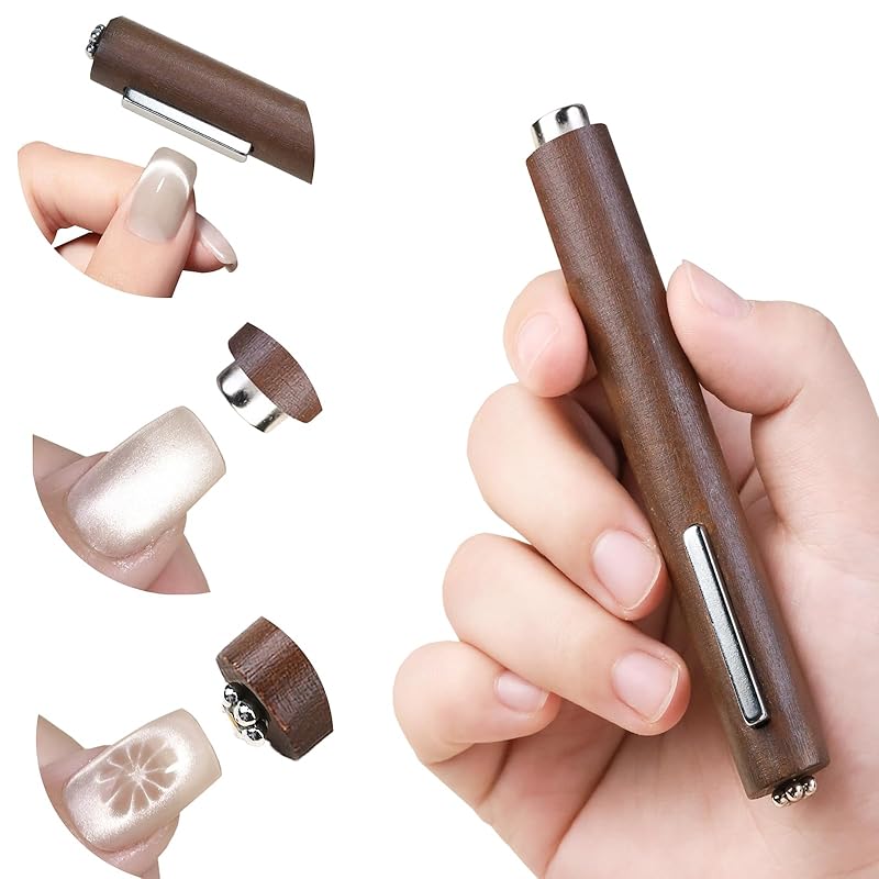 3 in 1 Cat Eye Magnet for Nails Double-Head Gel Nail Polish Magnet Wand, Multi-Function Nail Magnet Strong Magnetic Magic Cat Eye Nail Tools for Nail Brown 3 in 1 Cat Eye Magn
