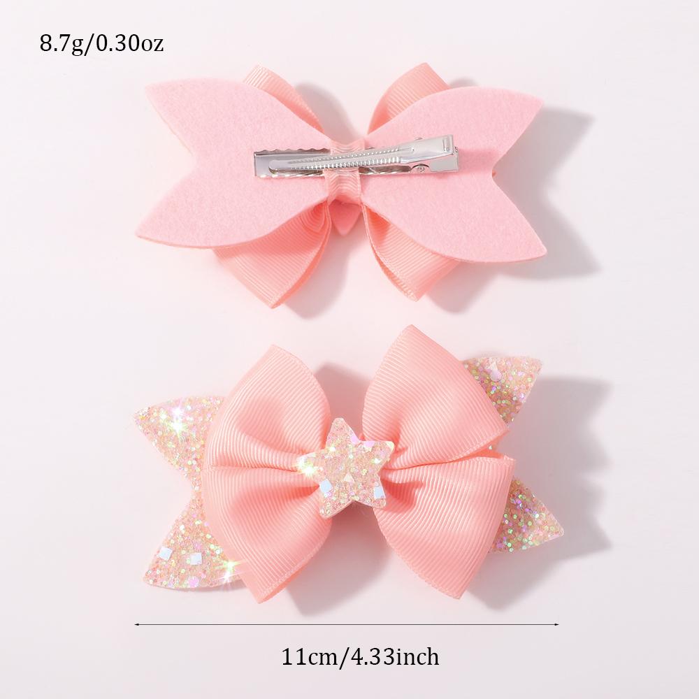 2 Buc 4.33inch Clips de Păr cu Fundițe Sclipitoare în Formă de Stea pentru Fetițe, Boutique Panglică Coadă de Rândunică, Agrafe de Păr, Accesorii de Păr