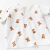 Boys Short Sleeve Polo Shirt with Bear Print Summer New 2026 Toddler Kids Casual Tops Button Down Collar