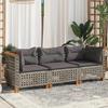 VidaXL Canapé de jardin avec coussins 3 places gris résine tressée, canapé d'extérieur, siège de jardin, canapé de jardin 365939
