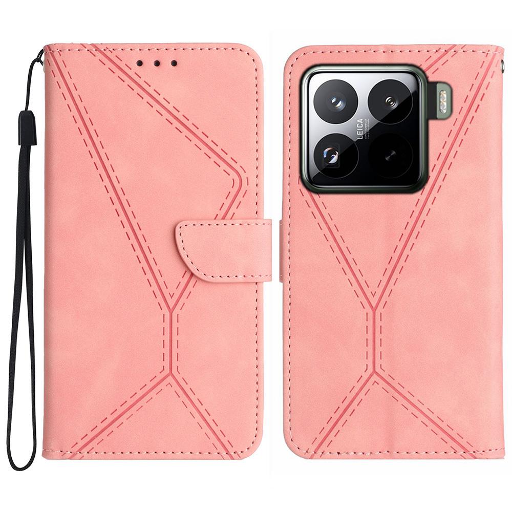 For Xiaomi 15 Pro Case PU Leather Flip Phone Cover Skin Touch Lines Imprint