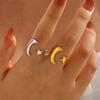 Minimalist Moon Star Open Ring Stainless Steel Gold Color Waterproof Trendy Rings Women Zircon Birthday Gift Wholesale