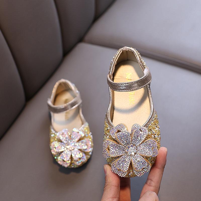 Spring-autumn new style ladylike baby girl girls' princess rhinestone flat shoes, leather shoes, dance performance shoes