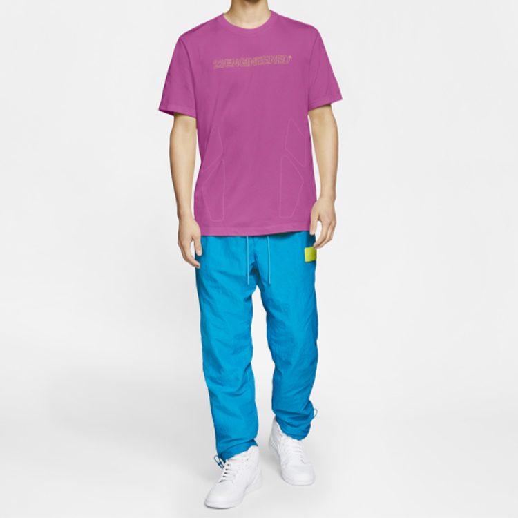 Jordan T Shirts Men's Fuchsia Crew Neck Moderate Straight Fit CJ6205-623