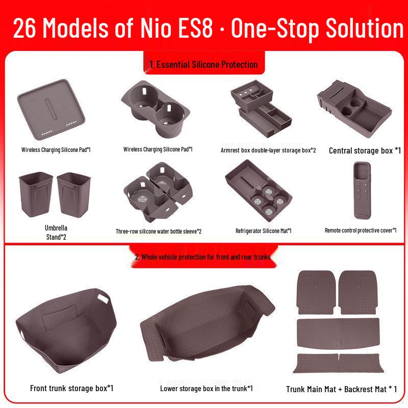 NIO ES8 Front & Rear Trunk Mat: Full-Coverage Leather Protection for 26 Models