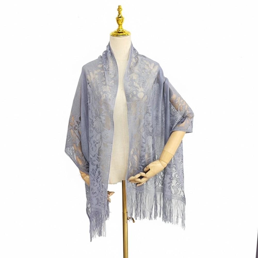 Fashion Tassel Patchwork Women Tulle Shawl Hollow V-Neck Cardigans Lace Scarf Shawl Multicolored Evening Prom Cape Cosplay