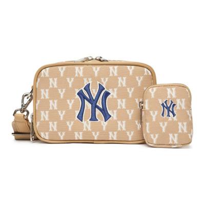 Monogram Series Vintage Floral Print Letter Logo NY Yankees Polyester Camera Bag Crossbody Shoulder Bag Unisex Bags Khaki 3ACRS022N-50BGD