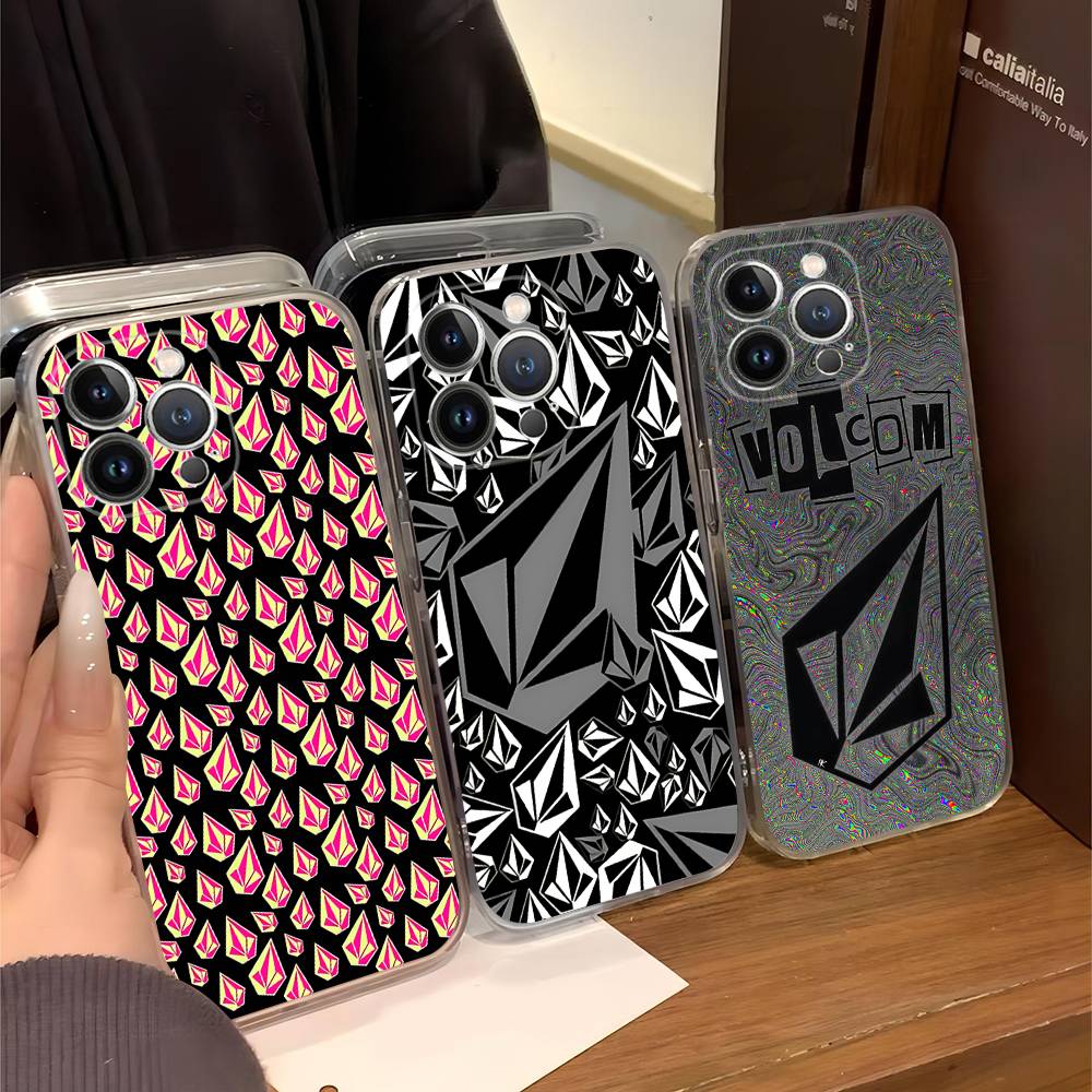 V-Volcom LOGO Fashion Phone Case For IPhone 17 16 15 Plus 14 13 Mini 12 11 Pro Max Soft Shell Cover