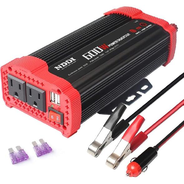 600W Car Power Inverter 12V DC To 110V AC Converter With 3.1 A Dual USB Quick Car Charger Adapter For Laptops And Smartphones