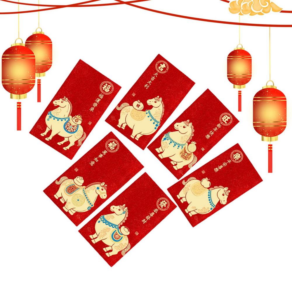 Red Envelopes For Money Gold Foil Embossing Traditional Year Of The Horse Red Envelopes 2026 For Marriage Engagement Birthday