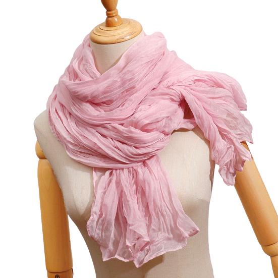 Women Pleated Scarf Thickened Weave Autumn Winter Scarf Solid Color Breathable Shawl Headscarf Outfit Accessories