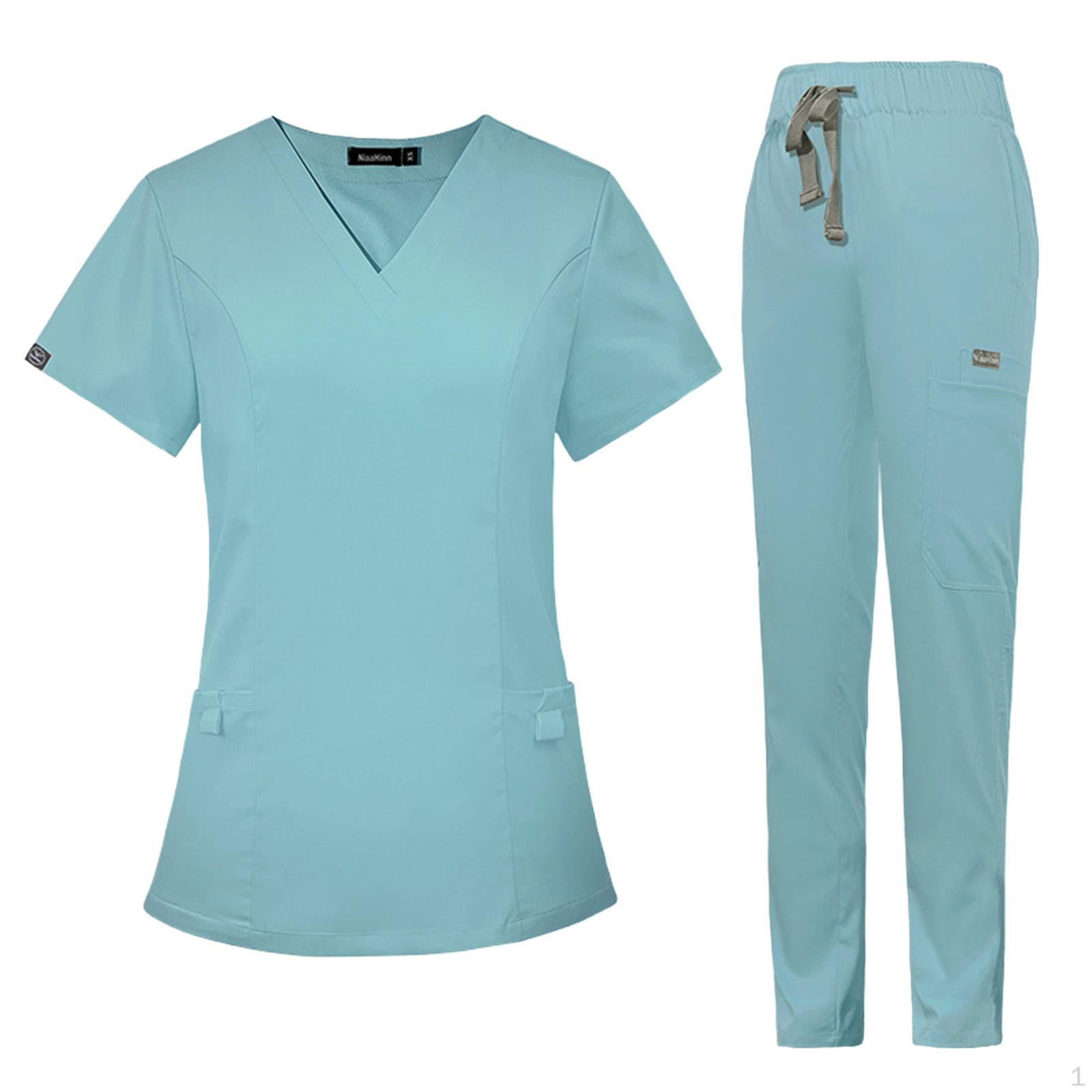 

Стильный женский костюм для медицинских работников Light Blue M