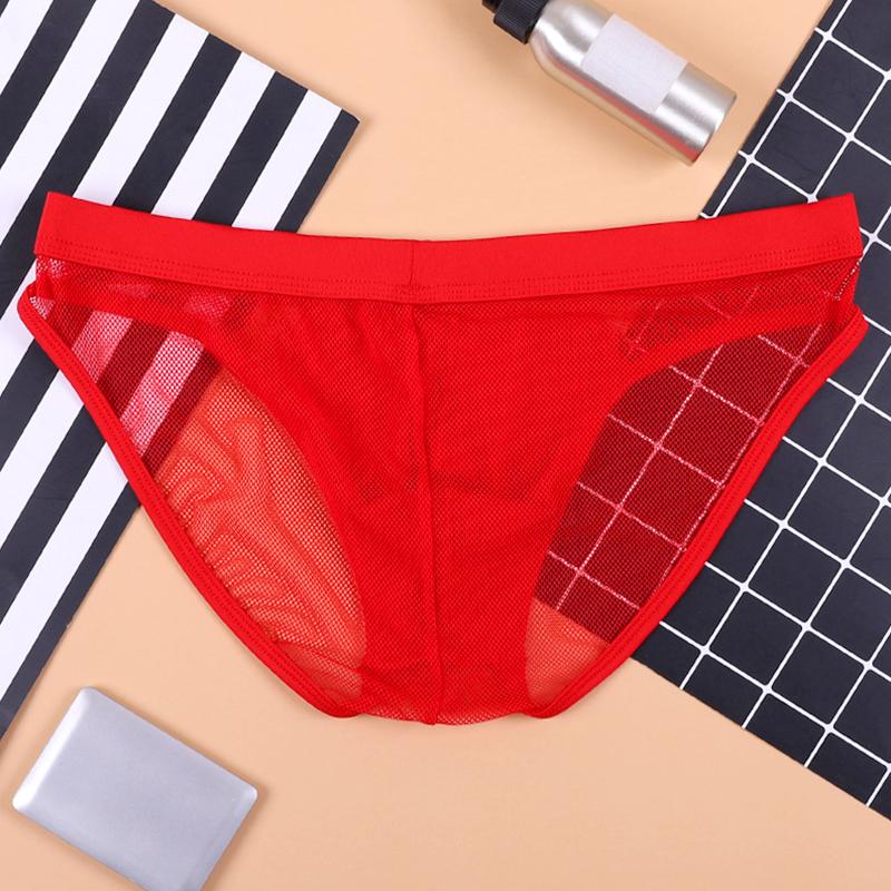1Pc Low Waist Lingerie Acrylic Fiber Panties Men's Sexy U Pouch Underwear Briefs
